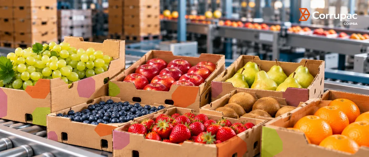 Soluciones de embalaje Corrupac para distintas especies y requerimientos del mercado hortofrutícola.